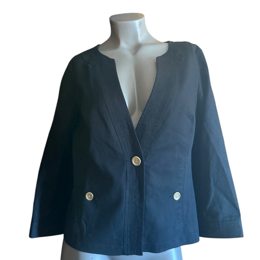 Talbots Black Cotton Blend Jacket Size 10 Minimalist Chic